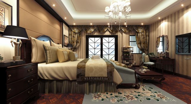 stylish and welcoming bedroom 1811 3D 模型 .c4d .max .obj .3ds .fbx .stl .blend 