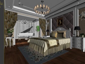 stylish and warm bedroom 1812 3Dモデル