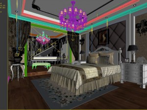 stylish and warm bedroom 1812 3Dモデル