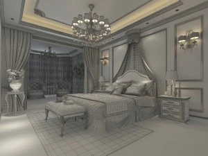 warm and stylish bedroom 1813 3D Model