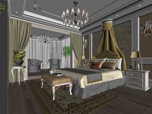 warm and stylish bedroom 1813 3D 모델