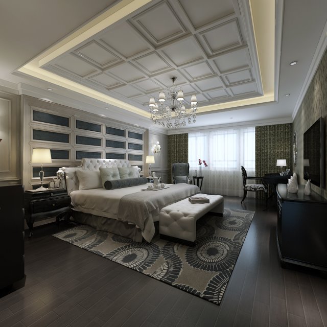 stylish and welcoming bedroom 1814 3D 모델 .c4d .max .obj .3ds .fbx .stl .blend 