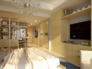 stylish modern single apartment dining room bedroom 1802 3D Model