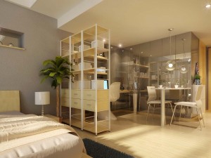 stylish modern single apartment dining room bedroom 1802 Model 3D