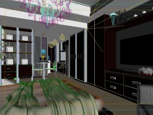 stylish modern single apartment dining room bedroom 1802 Model 3D