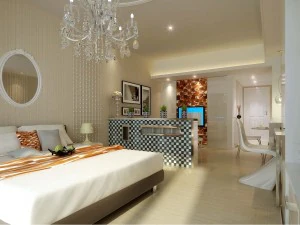stylish modern single apartment restaurant bedroom 1803 3D Model