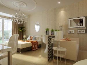 stylish modern single apartment restaurant bedroom 1803 3D Model