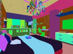 stylish modern single apartment restaurant bedroom 1803 3D Model