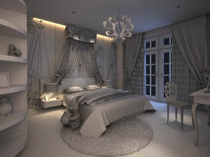 stylish modern pink bedroom 1815 3D Model