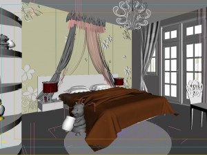 stylish modern pink bedroom 1815 3D Model
