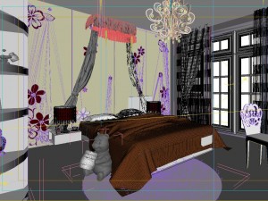 stylish modern pink bedroom 1815 3D Model