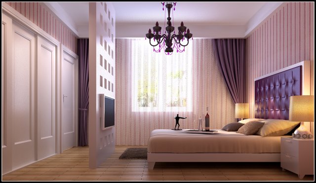 stylish modern pink bedroom 1827 Modello 3D .c4d .max .obj .3ds .fbx .stl .blend 