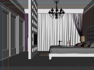 stylish modern pink bedroom 1827 Modello 3D