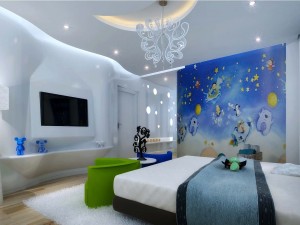 stylish modern blue children bedroom 1816 3D Model