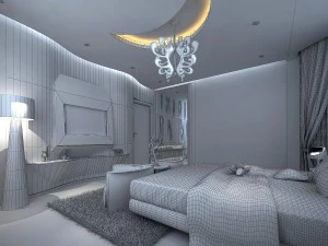 stylish modern blue children bedroom 1816 3D Model