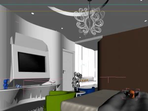 stylish modern blue children bedroom 1816 3D Model