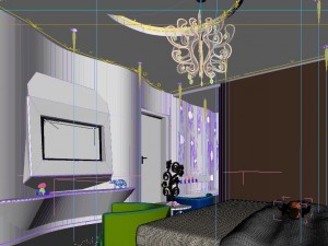 stylish modern blue children bedroom 1816 3D 모델