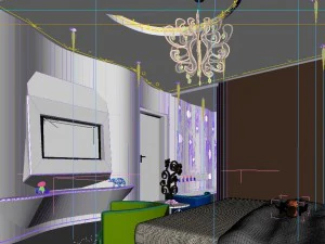 stylish modern blue children bedroom 1816 3D Model
