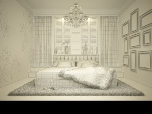 stylish modern green bedroom 1826 3D Модель