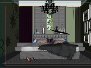 stylish modern green bedroom 1826 3D Модель