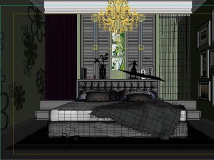 stylish modern green bedroom 1826 3D Модель