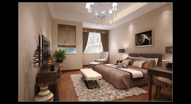 stylish modern bedroom 1805 3Dモデル .c4d .max .obj .3ds .fbx .stl .blend 