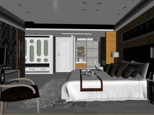 stylish modern bedroom 1807 3D Model