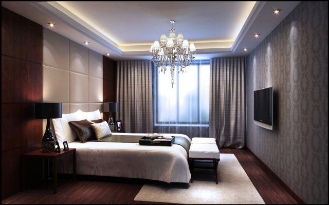 stylish modern bedroom 1808 3D Model .c4d .max .obj .3ds .fbx .stl .blend 