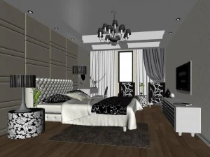 stylish modern bedroom 1809 3D Model