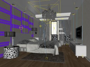 stylish modern bedroom 1809 3D Model