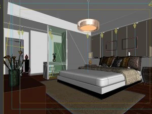 stylish modern bedroom 1812 3D Model