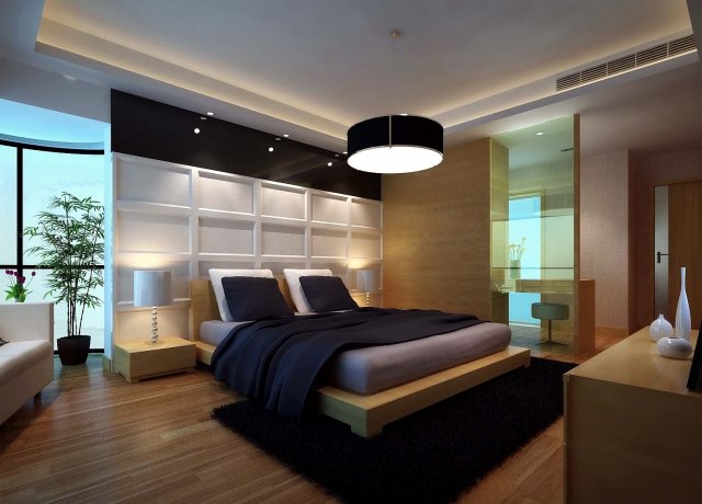 stylish modern bedroom 1813 3D Model .c4d .max .obj .3ds .fbx .stl .blend