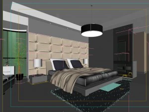stylish modern bedroom 1813 3D Model