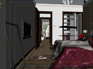 stylish modern bedroom 1818 3D Model
