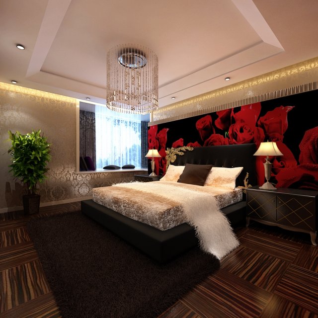 stylish modern bedroom 1820 3Dモデル .c4d .max .obj .3ds .fbx .stl .blend