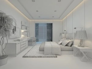 stylish modern bedroom 1821 3D Model