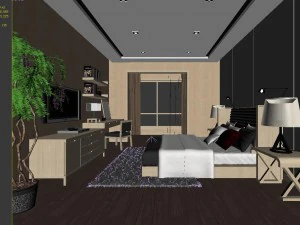 stylish modern bedroom 1821 3D Model