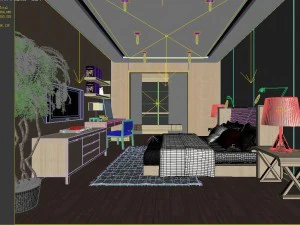stylish modern bedroom 1821 3D Model
