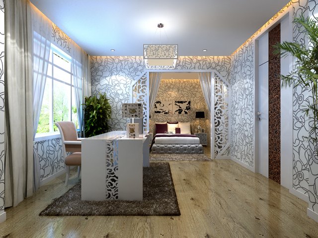 stylish modern bedroom 1822 3D Model .c4d .max .obj .3ds .fbx .stl .blend 