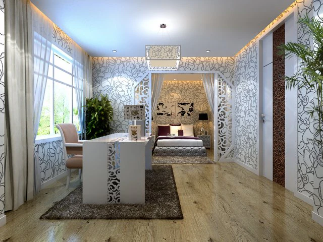 stylish modern bedroom 1822 3D Model .c4d .max .obj .3ds .fbx .stl .blend