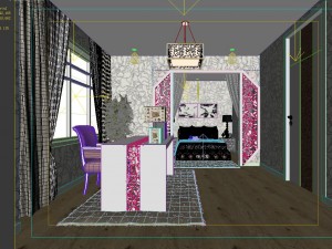 stylish modern bedroom 1822 3D Model