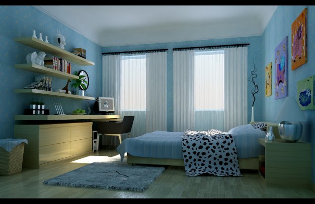 stylish modern bedroom 1823 Modèle 3D .c4d .max .obj .3ds .fbx .stl .blend 