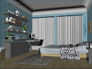 stylish modern bedroom 1823 3D Model
