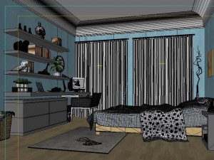 stylish modern bedroom 1823 Modèle 3D