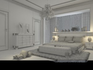 stylish modern bedroom 1824 3D Model