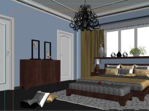 stylish modern bedroom 1824 3D Model