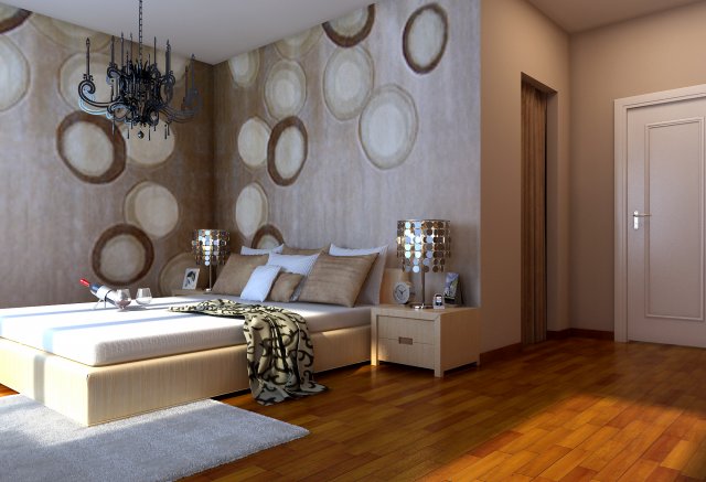 stylish modern bedroom 1825 Model 3D .c4d .max .obj .3ds .fbx .stl .blend 