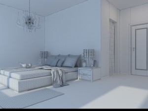 stylish modern bedroom 1825 Model 3D