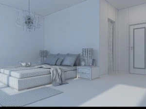 stylish modern bedroom 1825 3D Model