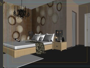stylish modern bedroom 1825 Model 3D